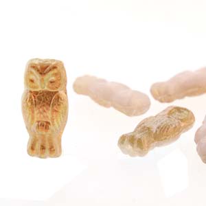 Czech - Owls - 15mm x 7mm - 10 Beads