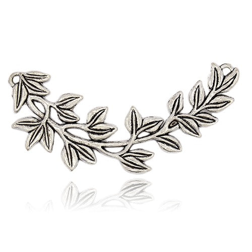 Connector - Olive Branch - 84mm x 25mm - 1 piece - Antique Silver
