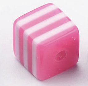 Resin - Cube - 8mm - Stripes - 10 pieces