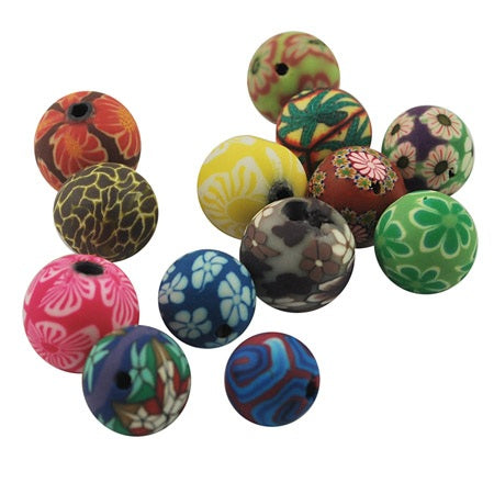 Polymer Clay - Round - 10mm - 40 pieces - Mixed Colour