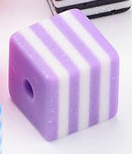 Resin - Cube - 8mm - Stripes - 10 pieces