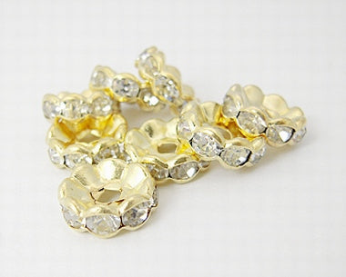 Rondelles with Rhinestones - 6mm - 20 pieces