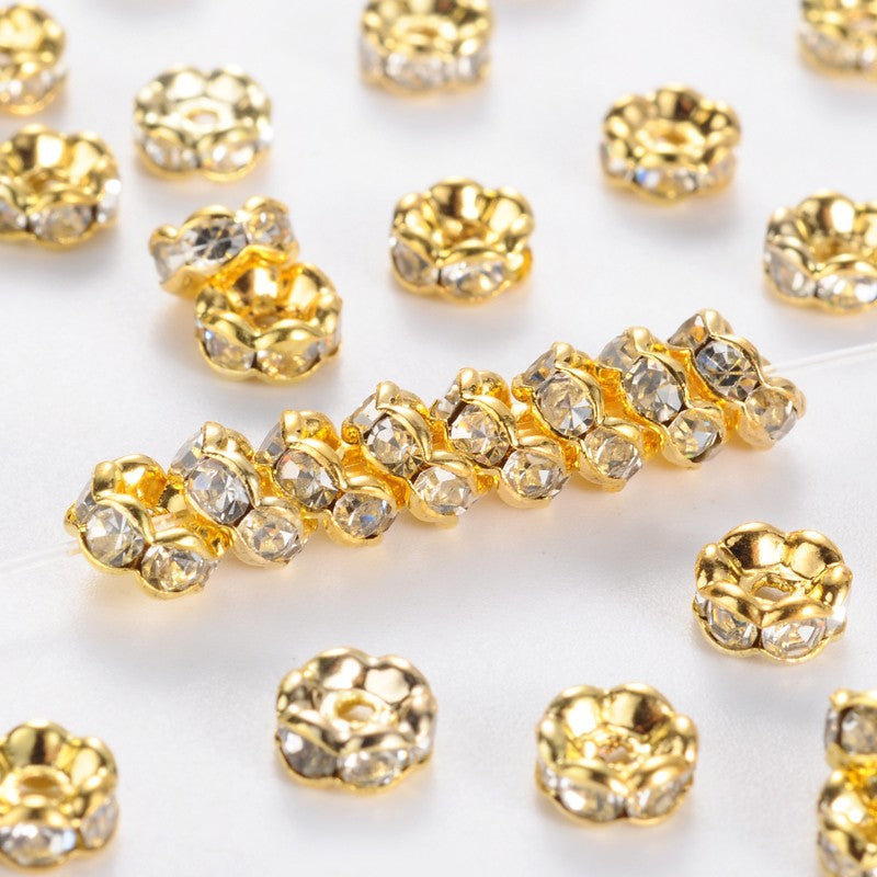 Rondelles with Rhinestones - 5mm - 20 pieces