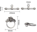 Clasp - Toggle - Round (Rose) - 19mm x 18mm - Antique Silver