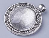 Bezel Pendant Kit - Round - 1 set - Antique Silver