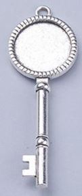 Bezel Pendant Kit - Round - 1 set - Antique Silver