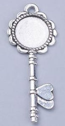 Bezel Pendant Kit - Round - 1 set - Antique Silver