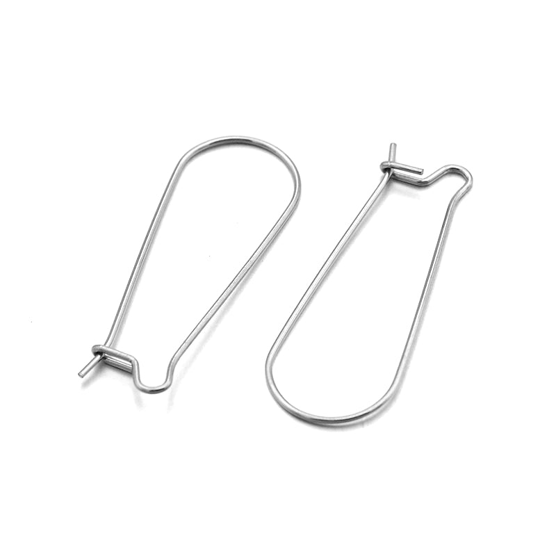 Earwire - Kidney Shaped - 33mm - 5 pairs - Stainless Steel