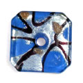 Pendant - Murano Glass - Square (Flat) - 33mm - 1 piece - Blue