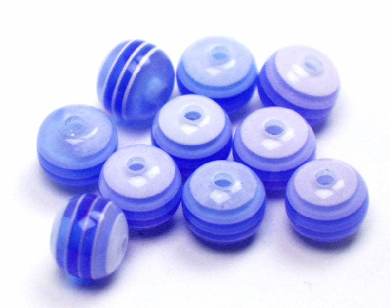 Acrylic - Round - Striped - 6mm - 50 pieces