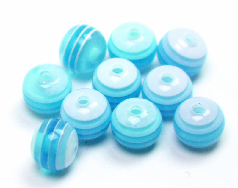 Acrylic - Round - Striped - 6mm - 50 pieces