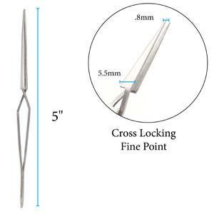 BeadSmith - Fine Point Cross Locking Tweezers