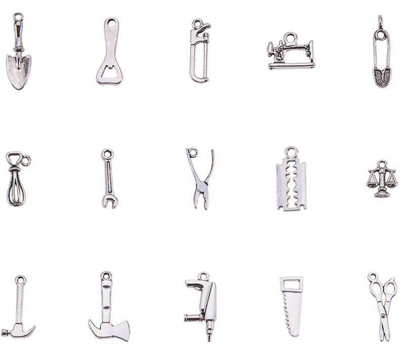 Charms - Tools - 10 pieces - Antique Silver