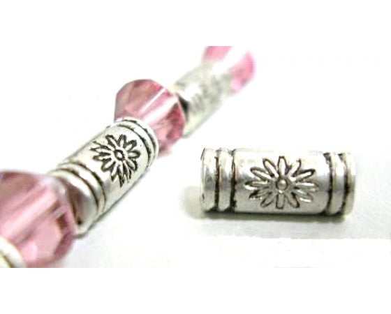 Metal - Tube - 10mm x 4mm - 10 pieces - Antique Silver