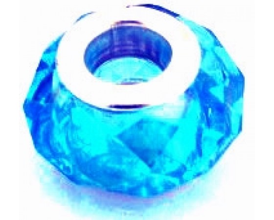 Glass - Rondelle (Faceted) (European Style) - 14mm x 9mm - 1 piece - AB