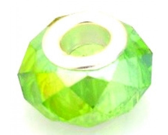 Glass - Rondelle (Faceted) (European Style) - 14mm x 9mm - 1 piece - AB