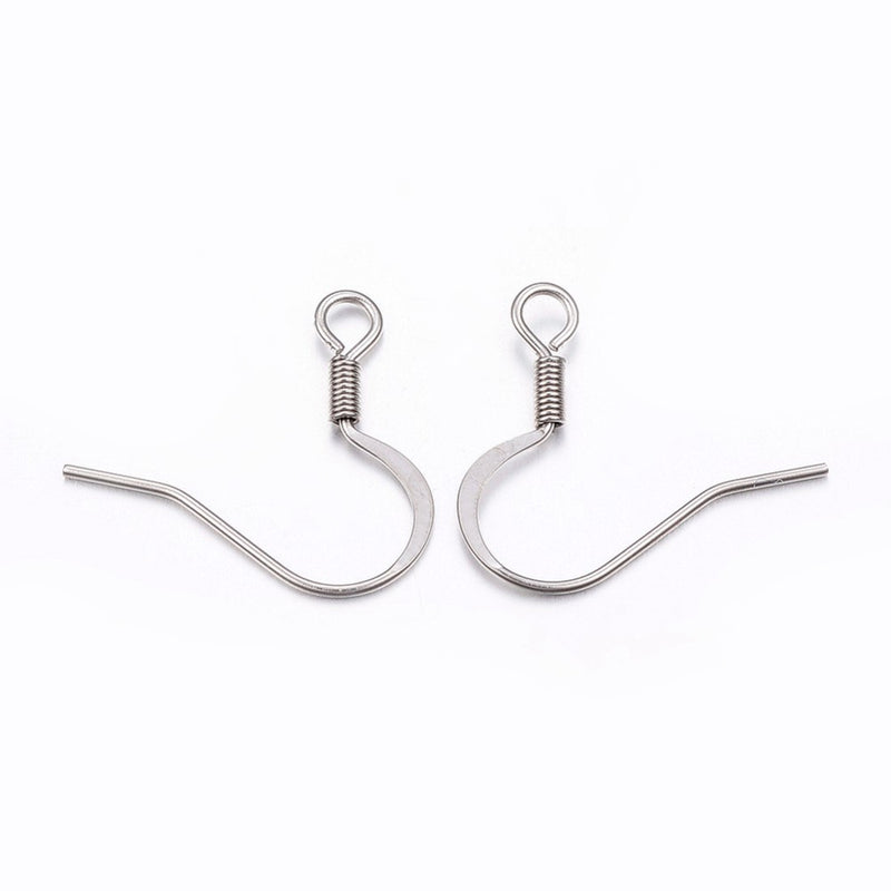 Earwire (Flat) - Stainless Steel - 5 pairs (10 pieces)