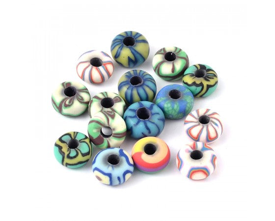 Polymer Clay - Rondelle - 15mm x 6mm - 20 pieces - Mixed Colour
