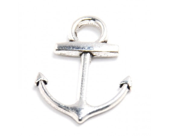Charms - Anchor - 19mm x 15mm - 10 pieces - Silver