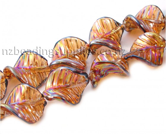 Lampwork - Leaf - 25mm x 30mm - 8 pieces