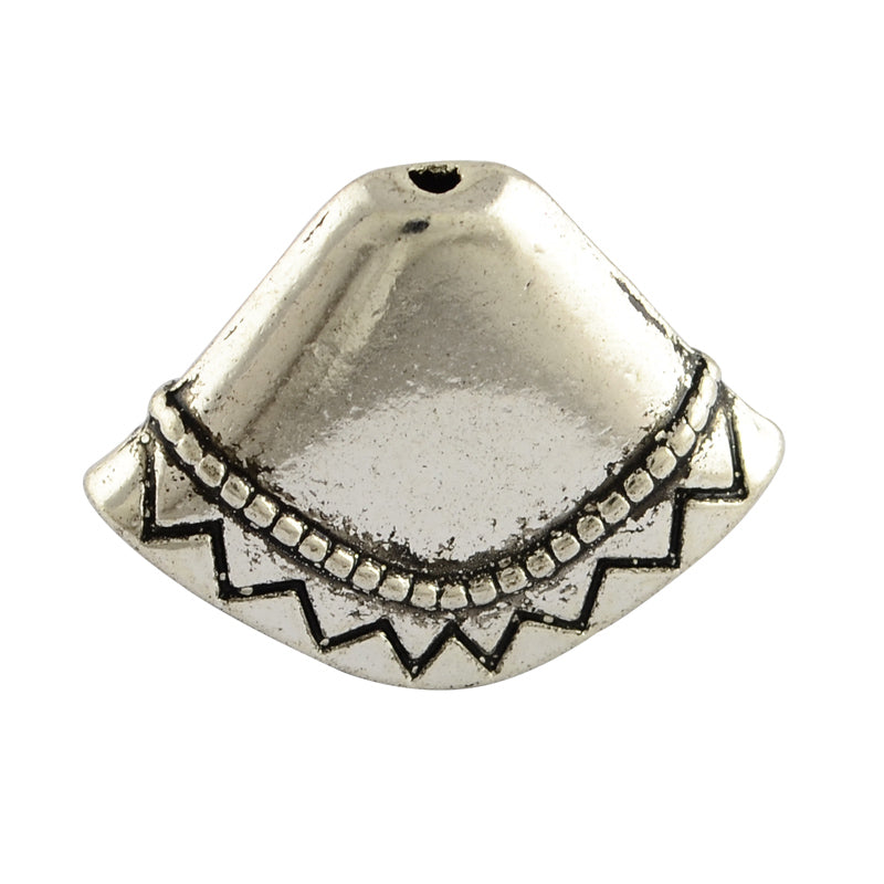 Bead Cones - Metal - Fan - Antique Silver - 2 pieces