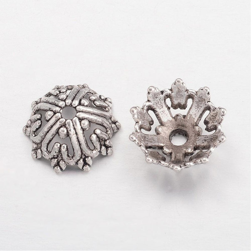 Bead Caps - Metal - Antique Silver - 20 pieces