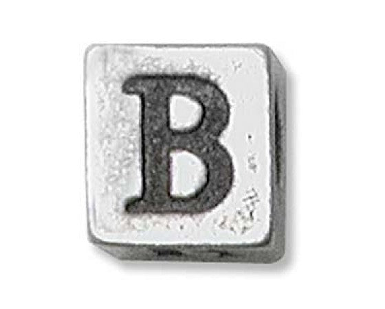 Metal (Pewter) - Cube - Alphabet - 6mm - 1 piece