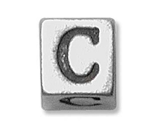 Metal (Pewter) - Cube - Alphabet - 6mm - 1 piece