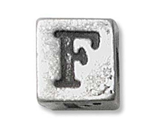 Metal (Pewter) - Cube - Alphabet - 6mm - 1 piece