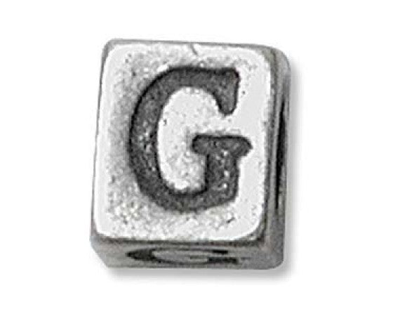 Metal (Pewter) - Cube - Alphabet - 6mm - 1 piece