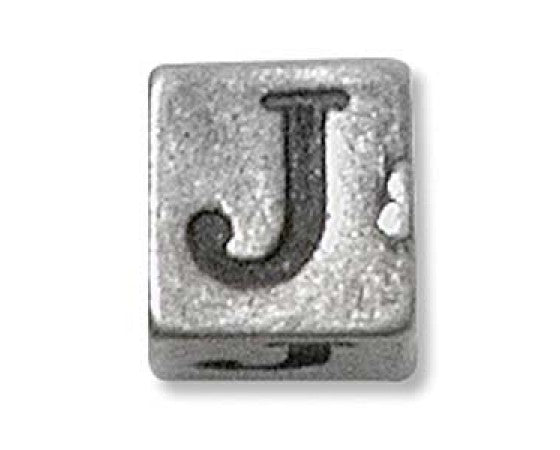 Metal (Pewter) - Cube - Alphabet - 6mm - 1 piece