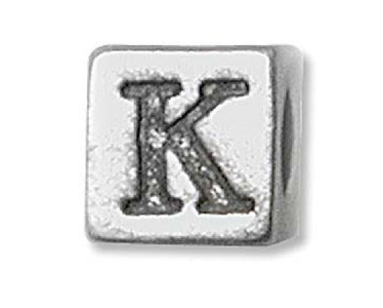 Metal (Pewter) - Cube - Alphabet - 6mm - 1 piece