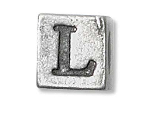 Metal (Pewter) - Cube - Alphabet - 6mm - 1 piece