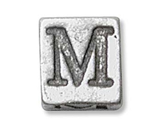 Metal (Pewter) - Cube - Alphabet - 6mm - 1 piece