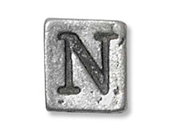 Metal (Pewter) - Cube - Alphabet - 6mm - 1 piece