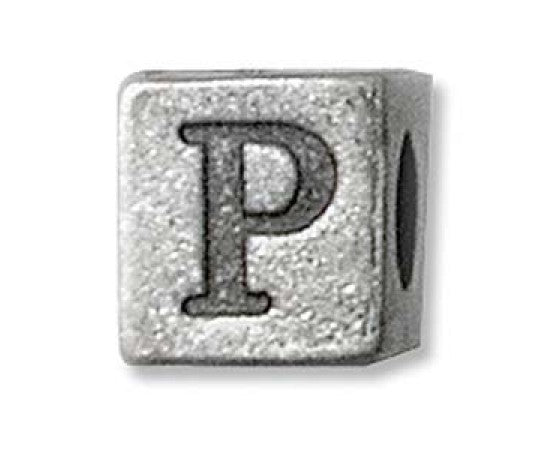 Metal (Pewter) - Cube - Alphabet - 6mm - 1 piece