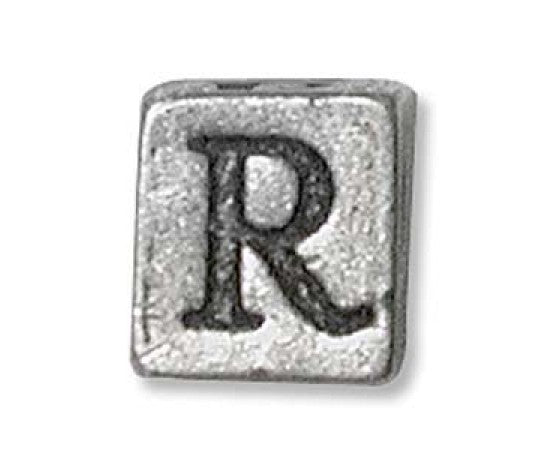 Metal (Pewter) - Cube - Alphabet - 6mm - 1 piece