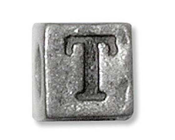 Metal (Pewter) - Cube - Alphabet - 6mm - 1 piece