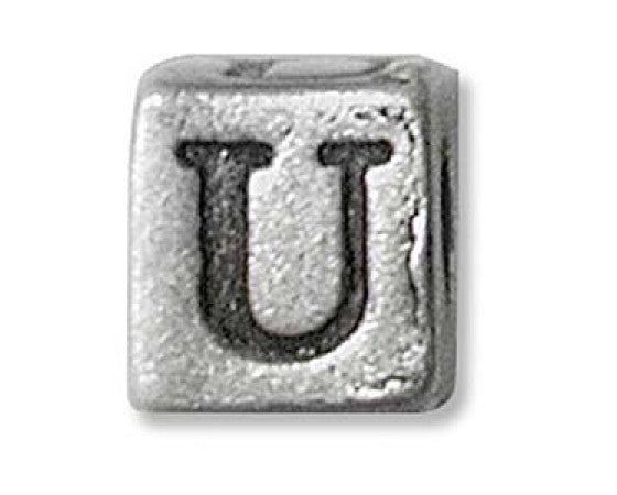 Metal (Pewter) - Cube - Alphabet - 6mm - 1 piece