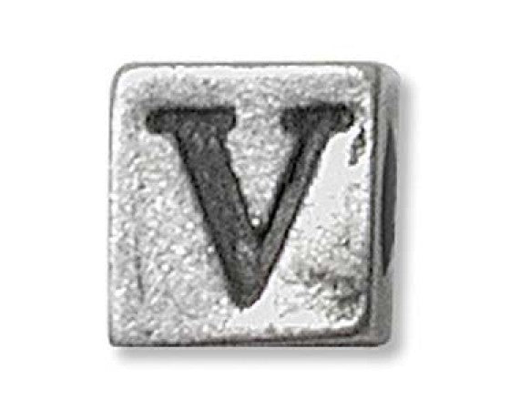 Metal (Pewter) - Cube - Alphabet - 6mm - 1 piece