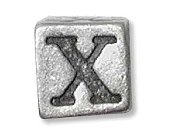 Metal (Pewter) - Cube - Alphabet - 6mm - 1 piece