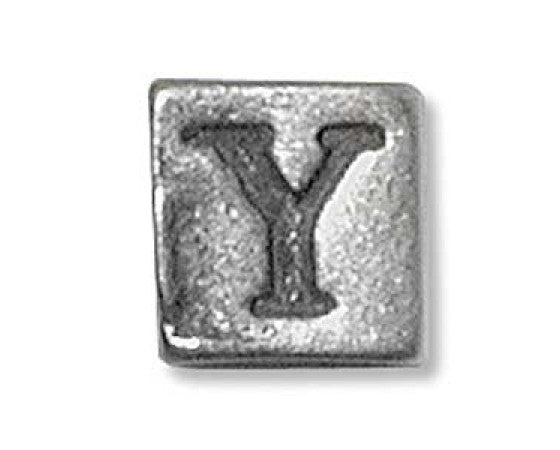 Metal (Pewter) - Cube - Alphabet - 6mm - 1 piece