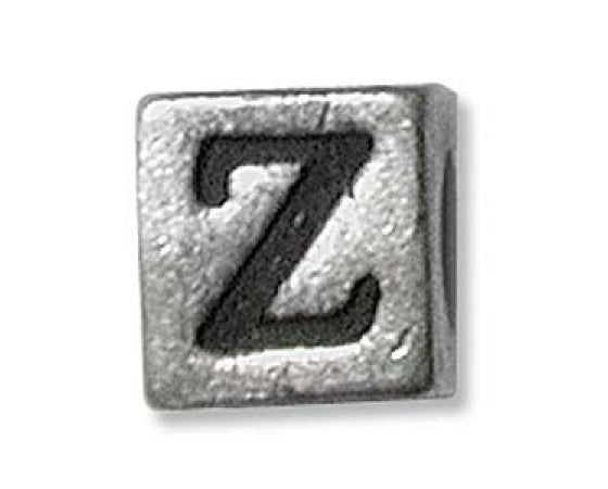 Metal (Pewter) - Cube - Alphabet - 6mm - 1 piece