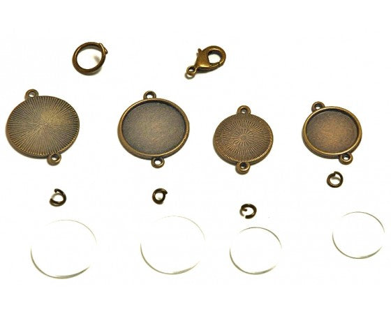 Bezel Bracelet Kit - Round - Antique Brass