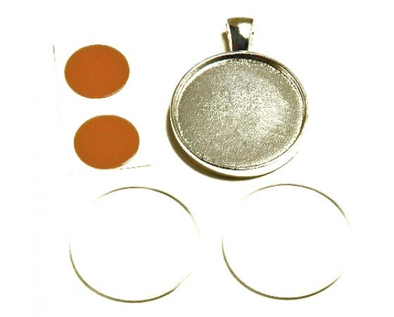 Bezel Pendant Kit - Duo - 1 set - Silver