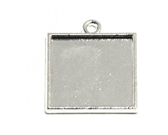 Bezel Pendant -Square- 21mm x 18mm - 1 piece - Silver
