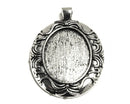 Bezel Pendant - Oval - 52mm x 36mm - 1 piece - Antique Silver