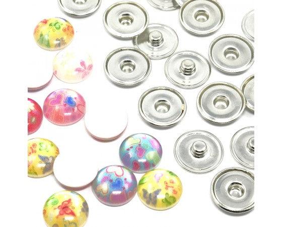 Buttons - Snap - Metal and Resin - 18mm - 5 sets