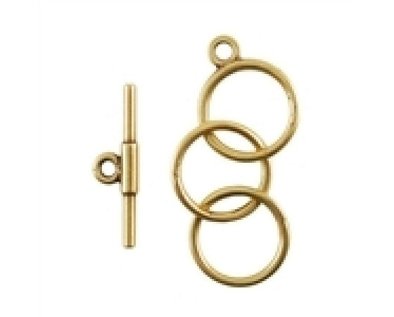 Clasp - Toggle - 3 Rings - 28mm - Bronze - 1 set