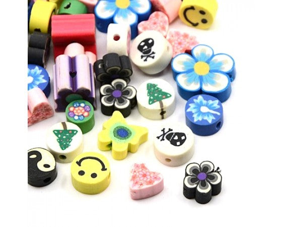 Polymer Clay - Mixed Shape - 7mm - 14mm - 40 pieces - Mixed Colour